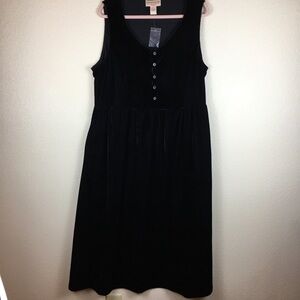 Vermont Country Store Women's Black Velvet Maxi Dress Sleeveless Size XL